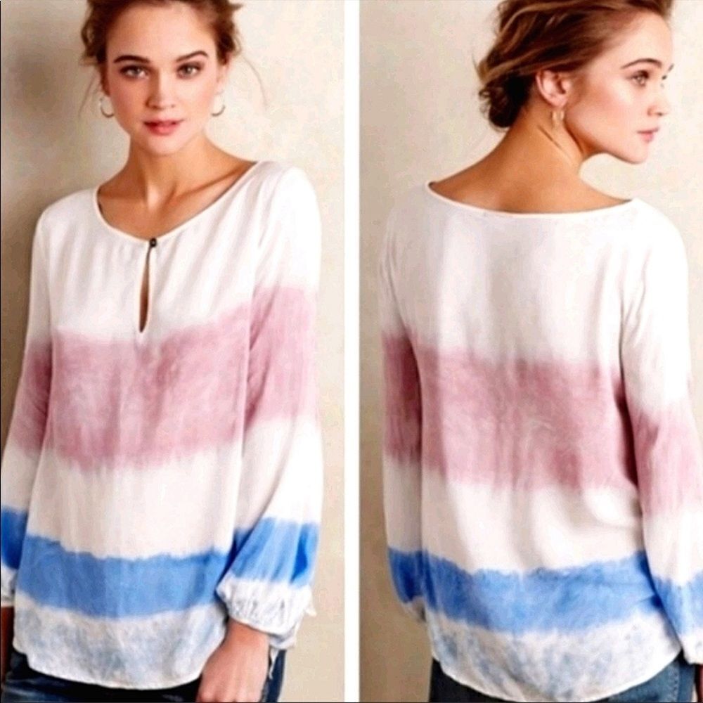 Anthropologie Holding Horses Tie Dye Peasant Top